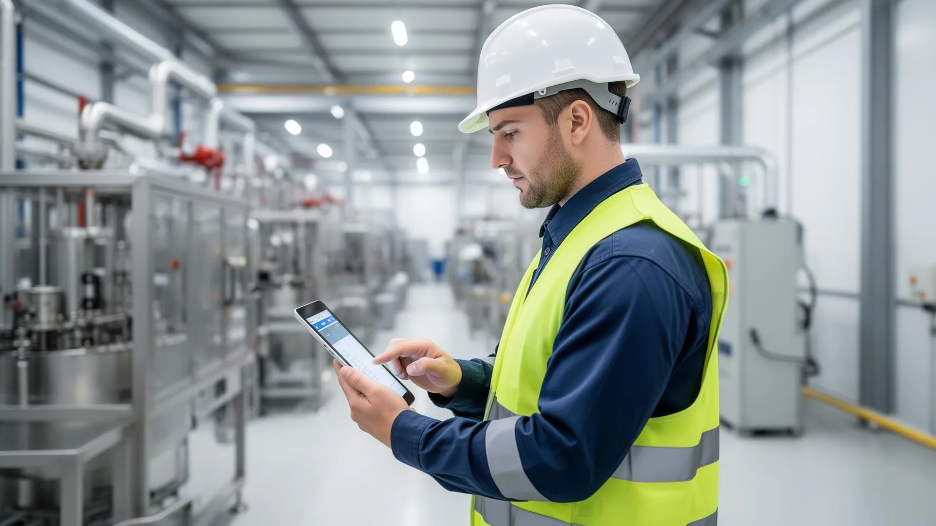 Techniker mit Tablet in Industrieumgebung